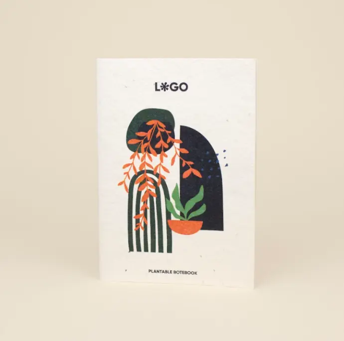 SHON: Libreta con portada plantable. Personalizada a todo color en portada y contraportada 