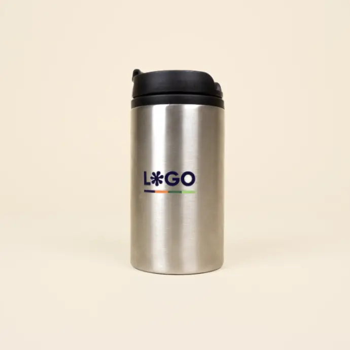 FITO: Taza térmica plateada 290ml. Impresión todo color