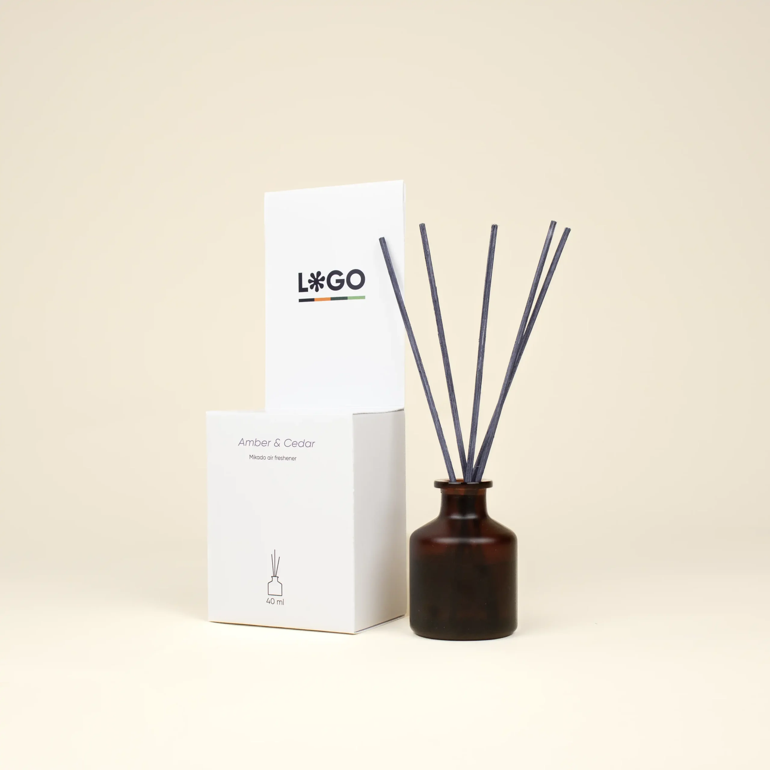 MILKE: Personalised Mikado stick scents. Full-color custom on the packaging