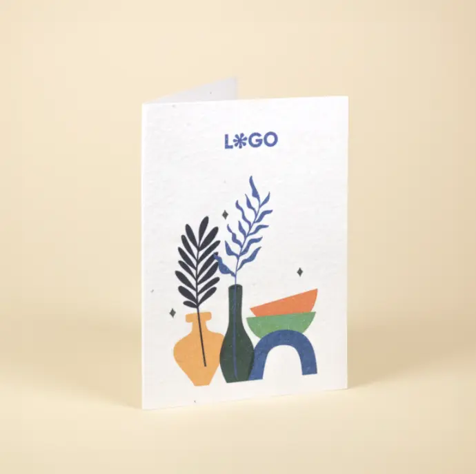 PAPEL PLANTABLE: Díptico A5. Cerrado: 14,8 x 21 cm.
