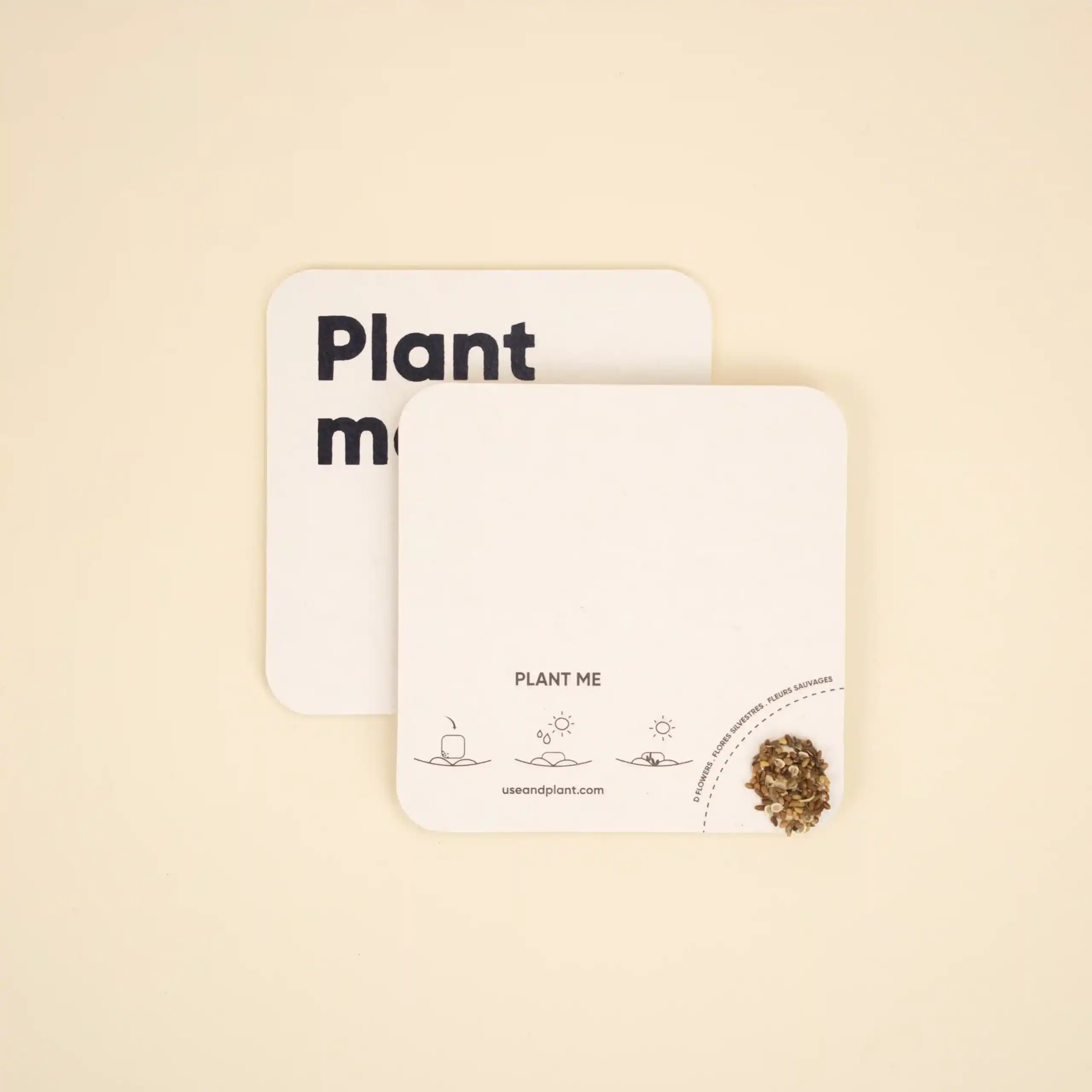 MOK: Cardboard coasters with seeds. One color printing 1 side.