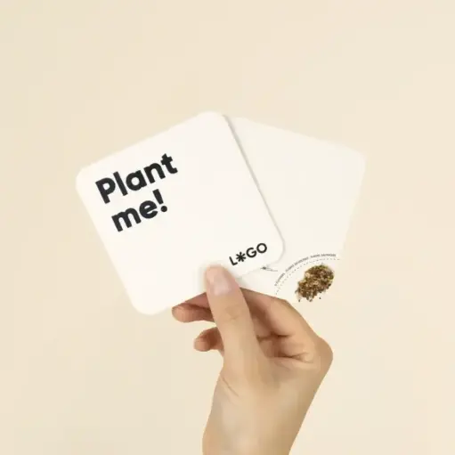 [013023] MOK: Cardboard coasters with seeds. One color printing 1 side.
