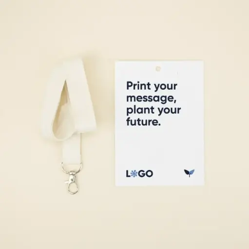 [12008] EVENT KIT: A6 plantable badge (Full color printing 1 side) + Organic cotton lanyard LANNY (No printing)
